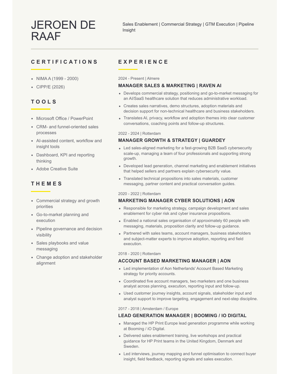 Jeroen de Raaf CV page 2